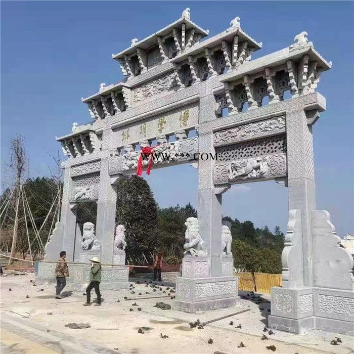 青石牌樓多款 加工景區(qū)石牌坊安裝 大理石山門報價