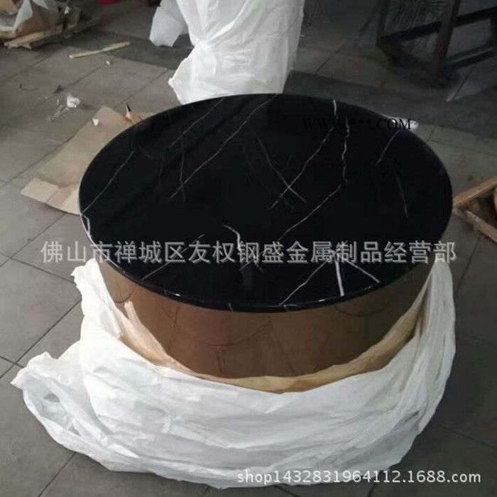 大型展廳大理石不銹鋼客廳茶幾 時尚高端家用圓形玻璃茶幾