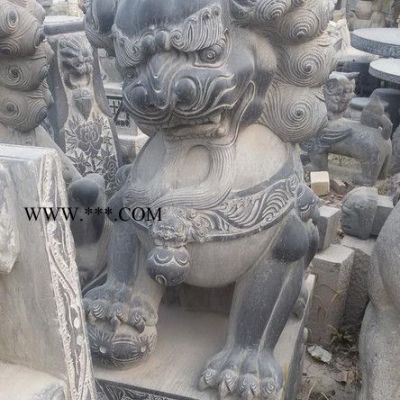 石雕獅子一對 漢白玉大理石獅子 鎮(zhèn)宅辟邪雕塑 曲陽石雕擺件