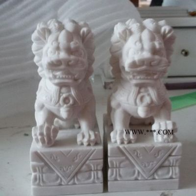 石雕獅子 漢白玉大理石獅子一對 鎮(zhèn)宅辟邪雕塑 動物雕塑 曲陽