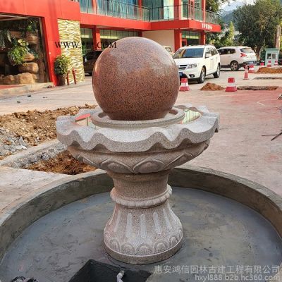 石雕噴泉歐式大型戶外流水?dāng)[件別墅小區(qū)水缽廠家大理石石球噴泉 噴泉水景