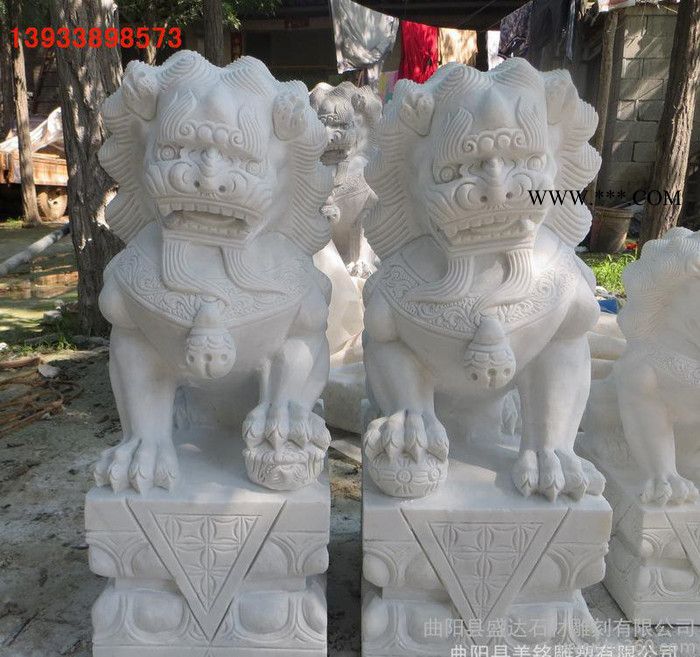 石雕獅子 漢白玉大理石獅子一對(duì) 門口雕塑擺件 動(dòng)物雕塑 直銷