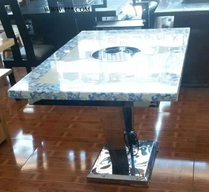 不銹鋼餐廳火鍋店火鍋桌大理石電磁用餐臺桌 定制桌子