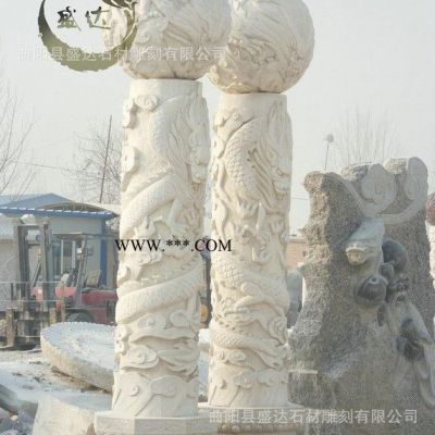 大量 漢白玉龍柱 花崗巖龍柱 大理石龍盤柱 曲陽石雕