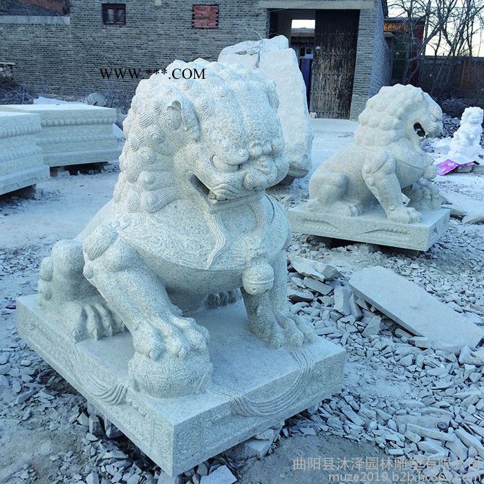 沐澤專業(yè)雕刻動物雕塑石雕獅子大理石大型石獅子花崗巖仿天安門石獅