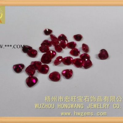 紅剛玉8#深紅色 心形 7mm*7mm 飾品配件 梧州宏旺廠家大量批發(fā)