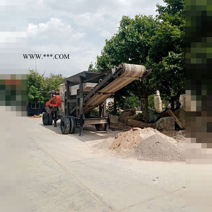 河卵石移動制砂機 輪胎式建筑垃圾破碎機 輪胎反擊式破碎輸送機