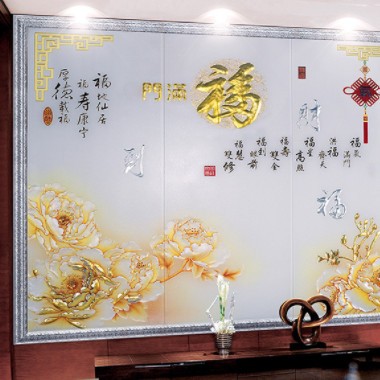 透明鋼化落地彩繪工藝玻璃 深雕花紋鑲嵌藝術玻璃 玻璃背景墻